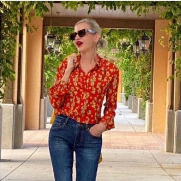 Cabi Belfry red floral top, size small - Picture 2 of 8